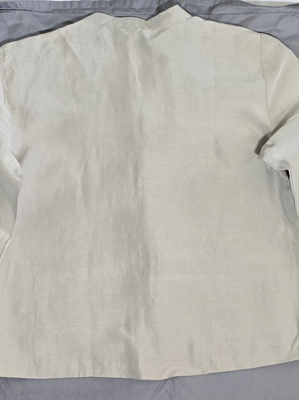 Eileen Fisher Light Stone Mandarin-Collar Button Front Blouse - Picture 6 of 7